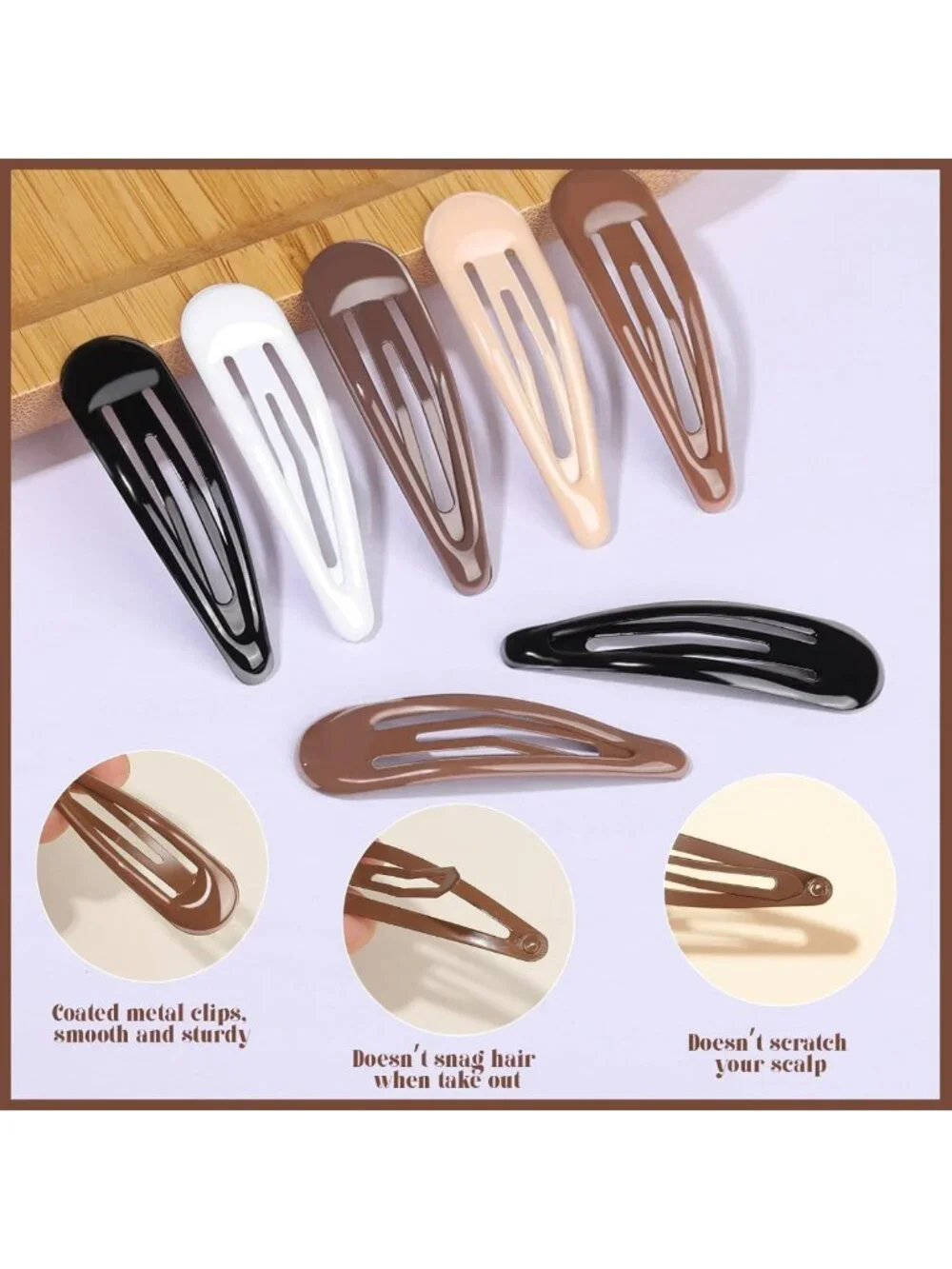 50Pcs Mixed Color Snap Hair Clips for Women - 2 Inch Metal Barrettes, 5 Colors